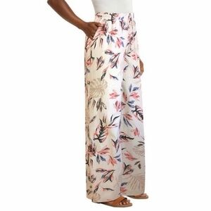 Briggs Floral Linen‎ Rayon Wide-Leg Beach Pants Pink and Blue pockets size XL